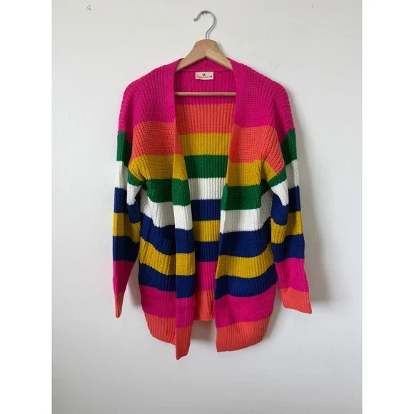 Urban Daizy Women's Rainbow Chunky Knit Cardigan – Small/Medium – NWOT - Picture 3 of 7